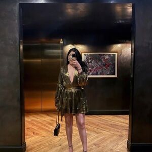 AKIRA Metallic Gold Mini Dress